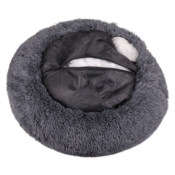 Plush Calming Pet Bed Dark Grey (2)