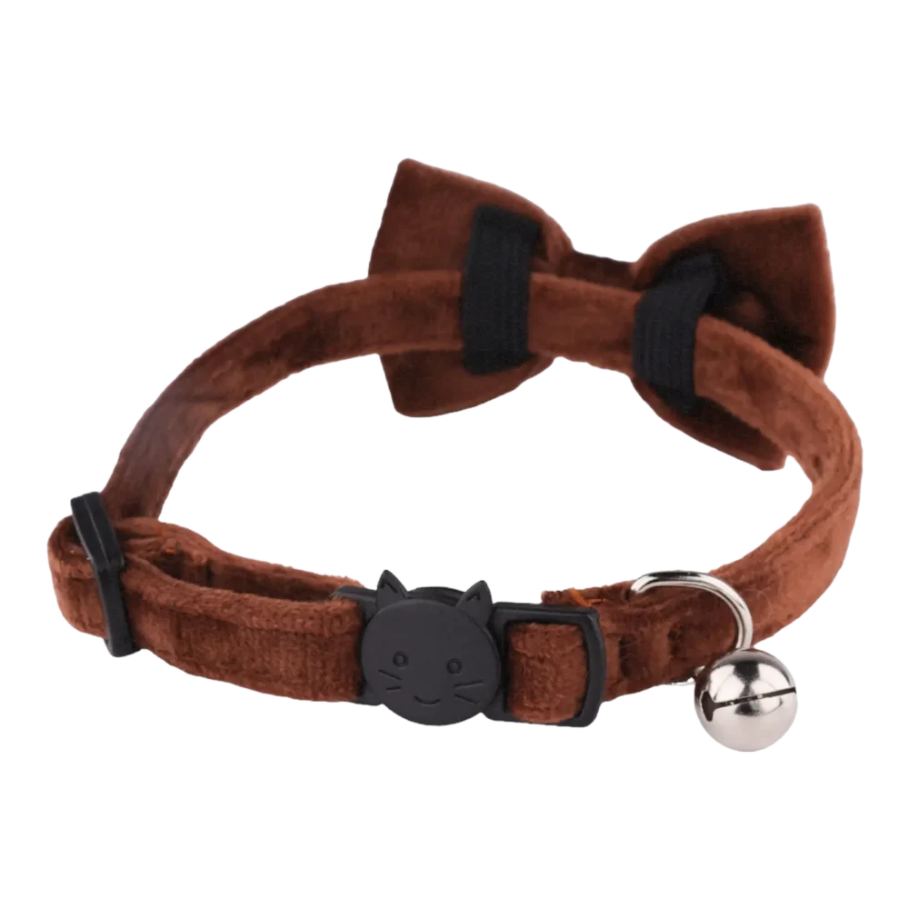 Cat Collar - Velvet - Brown - Image 2