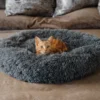 Cat Plush Calming Pet Bed - Dark Grey - Image 6