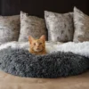 Cat Plush Calming Pet Bed - Dark Grey - Image 5