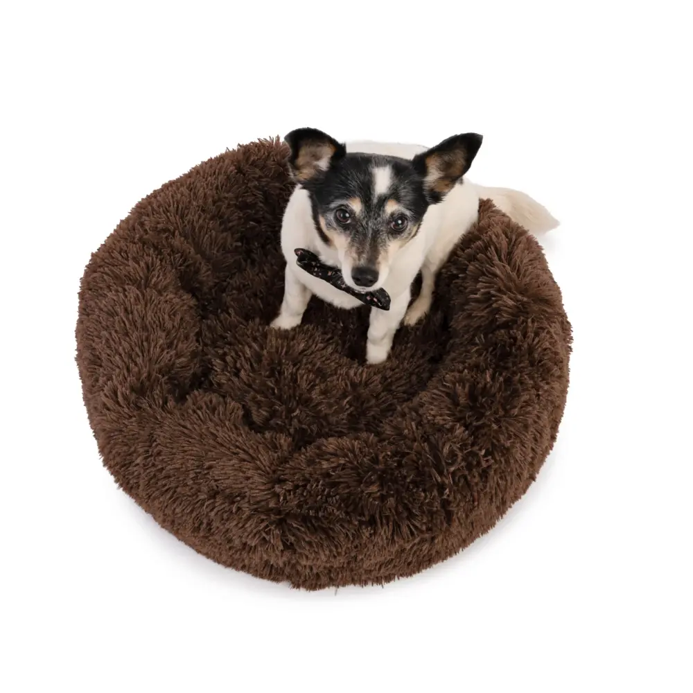 Dog Plush Calming Pet Bed - Chocolate - Image 4