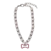 Dog Pearl Necklace With Bone Pendant - Pink