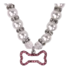 Dog Pearl Necklace With Bone Pendant - Pink - Image 2