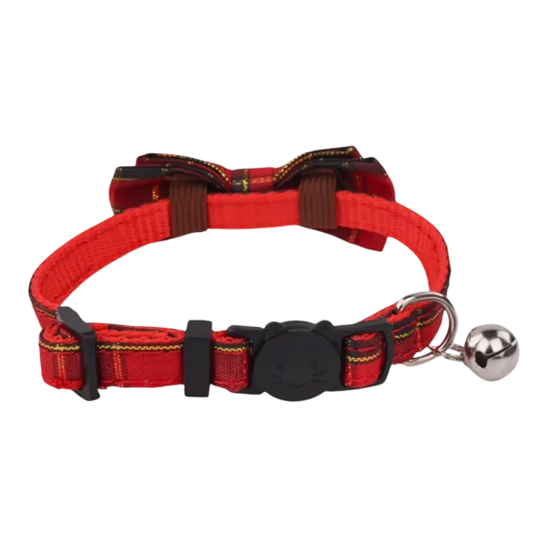 Cat Collar – Plaid – Red and Black – Bow Tie (2)