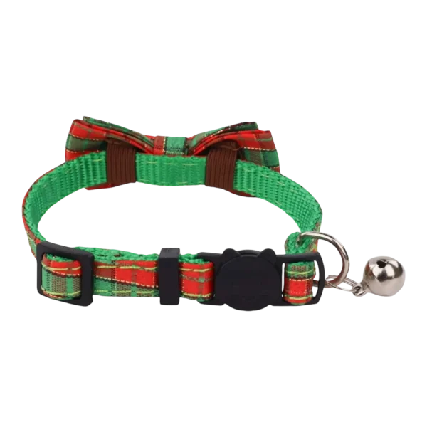 Cat Collar – Plaid – Red and Green – Bow Tie (2)