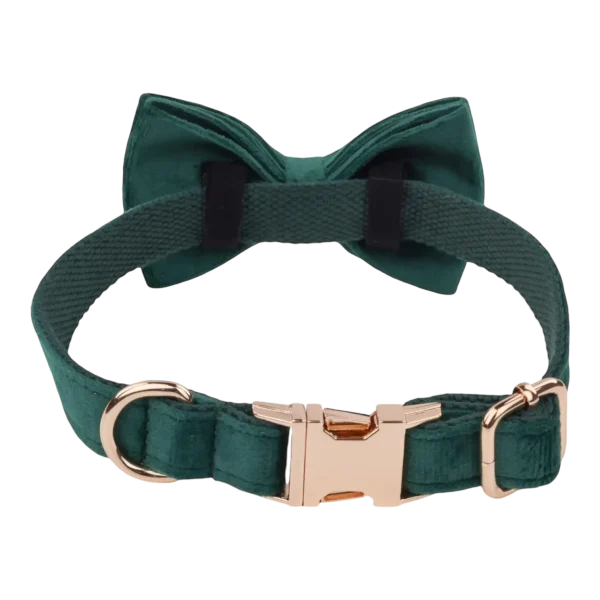 Dog Collar – Velvet - Emerald – Bow Tie (3)