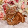 Cat Pearl Necklace With Crown Pendant - Turquoise - Image 3