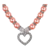 Cat Pearl Necklace With Heart Pendant - Coral - Image 2