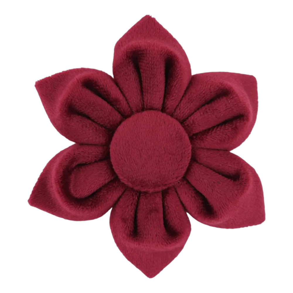 Dog Accessory – Velvet – Flower – Burgundy